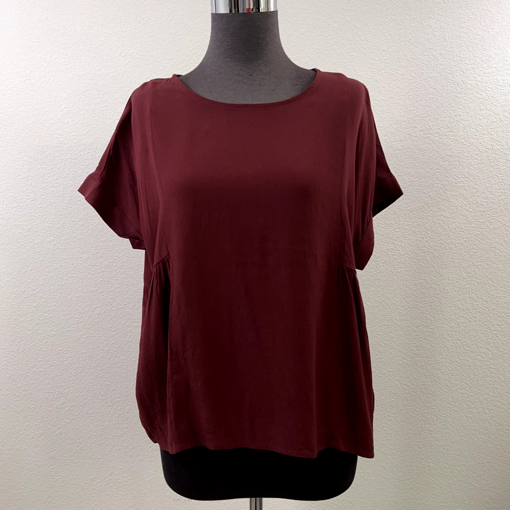 Madewell Top Womens XS Dark Red Blouse Short Sleeve